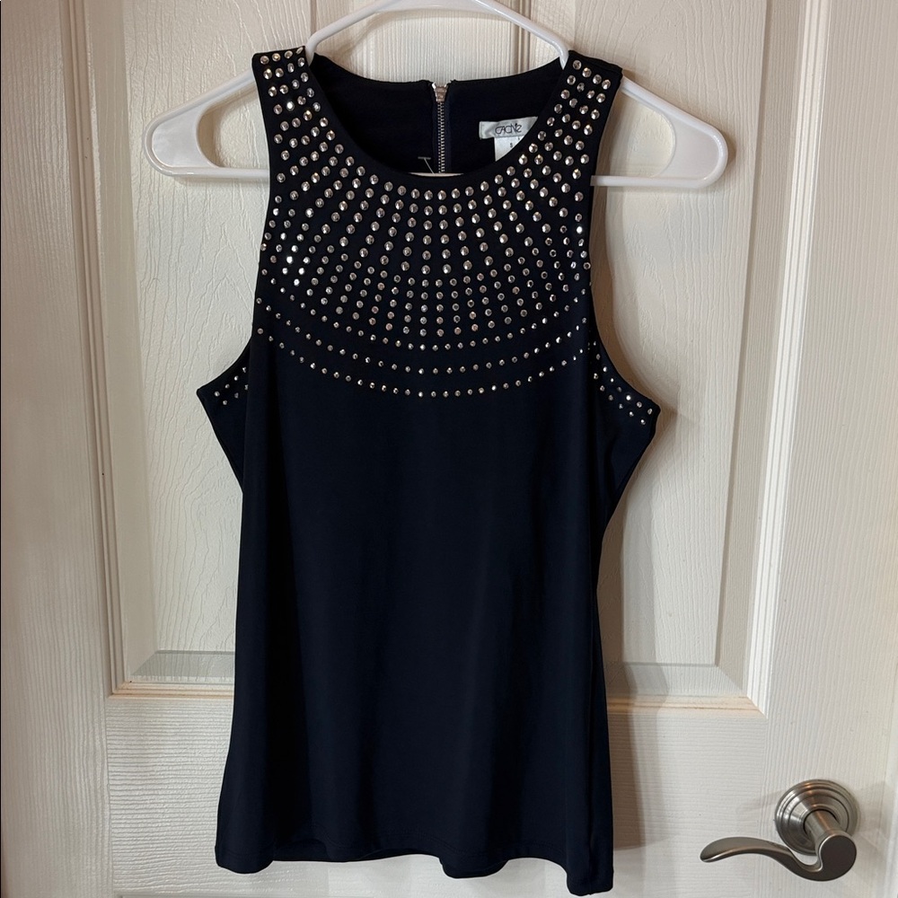 Cache Black Studded Sleeveless Tank